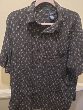 Ivy Crew Classics Mens XL S/S Geometric Button Down Rayon Black